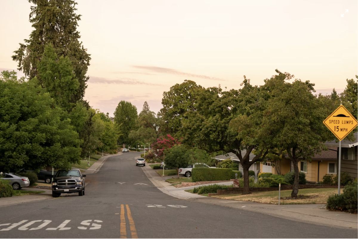 A residential neighborhood street in Noblesville, Indiana